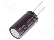 Capacitor: electrolytic; low ESR; THT; 6800uF; 16VDC; Ø18x35.5mm NICHICON