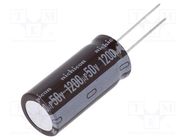 Capacitor: electrolytic; low ESR; THT; 1200uF; 50VDC; Ø16x35.5mm NICHICON