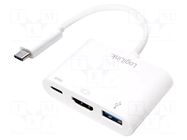 Adapter; USB 3.0; 140mm; white; white; Standard: Power Delivery LOGILINK