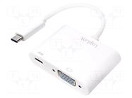 Adapter; USB 3.0; 140mm; white; white; Standard: Power Delivery LOGILINK