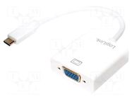 Adapter; USB 3.0; D-Sub 15pin HD socket,USB C plug; 140mm; white LOGILINK