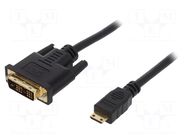 Cable; DVI-D (18+1) plug,mini HDMI plug; 1m; black; HDMI 1.4 LOGILINK