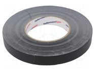 Tape: textile; W: 19mm; L: 50m; Thk: 0.31mm; black; 64N/cm; 10%; cotton HELLERMANNTYTON