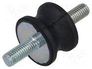 Vibration damper; M8; Ø: 30mm; rubber; L: 20mm; Thread len: 20mm ELESA+GANTER