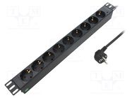 Plug socket strip: supply; Sockets: 9; 250VAC; 16A; black; 2m LOGILINK