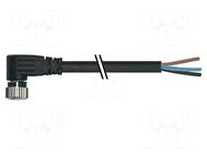 Connection lead; M8; PIN: 3; angled; 3m; plug; 60VAC; 4A; 7000; PUR MURR ELEKTRONIK