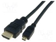 Cable; HDMI 1.4; HDMI plug,micro HDMI plug; 1m; black DIGITUS