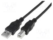 Cable; USB 2.0; USB A plug,USB B plug; nickel plated; 5m; black DIGITUS