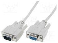 Cable; D-Sub 9pin socket,D-Sub 9pin plug; 10m; grey DIGITUS