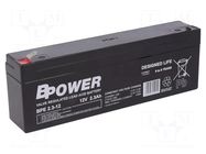 Re-battery: acid-lead; 12V; 2.3Ah; AGM; maintenance-free; 1.05kg BPOWER