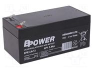 Re-battery: acid-lead; 12V; 3.6Ah; AGM; maintenance-free; 1.4kg BPOWER