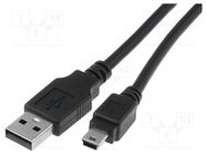 Cable; USB 2.0; USB A plug,USB B mini plug; nickel plated; 1.8m DIGITUS