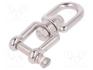 Swivel; acid resistant steel A4; for rope; L: 92mm; 8mm; eye/ jaw KRAFTBERG