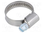 Worm gear clamp; W: 9mm; Clamping: 16÷27mm; chrome steel AISI 430 