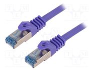 Patch cord; S/FTP; 6a; stranded; Cu; LSZH; violet; 0.25m; 27AWG LOGILINK