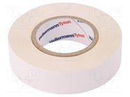 Tape: textile; W: 19mm; L: 10m; Thk: 0.31mm; white; 64N/cm; 10%; cotton HELLERMANNTYTON