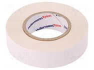 Tape: textile; W: 19mm; L: 10m; Thk: 0.31mm; white; 64N/cm; 10%; cotton HELLERMANNTYTON