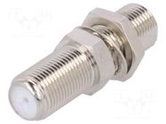 Coupler; for panel mounting,screwed; 75Ω; F socket x2; 3GHz TELEGÄRTNER