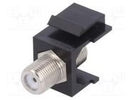 Coupler; socket; F socket x2; female x2; Keystone; straight; 75Ω 