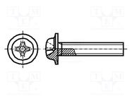 Screw; with flange; M2.5x4; 0.45; Head: button; Phillips; PH1; steel 