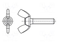 Screw; M8x30; 1.25; Head: wing; steel; zinc; DIN 316; 30mm BOSSARD