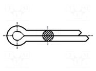 Cotter pin; steel; BN 912; Ø: 1mm; L: 10mm; DIN 94; ISO 1234 BOSSARD