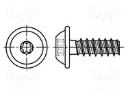 Screw; for plastic; with flange; 3x10; Head: button; Torx®; TX10 