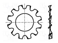 Washer; externally serrated; M2,5; D=5.5mm; h=0.4mm; DIN 6797A BOSSARD