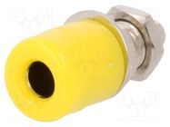 Connector: 4mm banana; socket; 20A; Cutout: Ø7.5mm; yellow; 5mΩ STÄUBLI