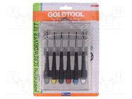 Kit: screwdrivers; Phillips cross,precision,slot; bag; 6pcs. GOLDTOOL