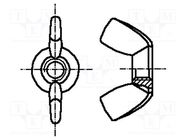 Nut; winged; M6; 1; A2 stainless steel; BN 644 BOSSARD