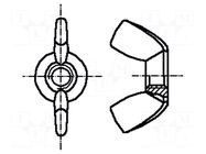 Nut; winged; M5; 0.8; A2 stainless steel; BN 644 BOSSARD