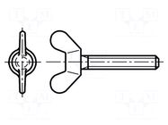 Screw; M6x15; Head: wing; polyamide; DIN 316 BOSSARD
