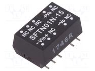 Converter: DC/DC; 1W; Uin: 21.6÷26.4VDC; Uout: 15VDC; Iout: 67mA; SMT MEAN WELL