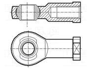 Ball joint; 20mm; M20; 1.5; left hand thread,inside; steel; DURBAL BOSSARD