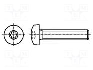 Screw; M2.5x10; 0.45; Head: button; Torx®; TX08; A2 stainless steel BOSSARD