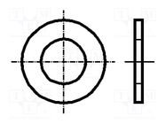 Washer; round; M1,4; D=3mm; h=0.3mm; steel; Plating: zinc; DIN 433 BOSSARD