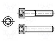 Screw; 1/4"x7/8"; 20; Head: knurled,cheese head; hex key; steel 