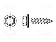 Screw; for metal; with washer; 6.3x19; Head: hexagonal; none; 10mm BOSSARD