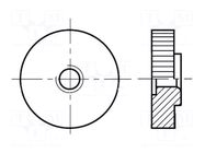 Nut; round,knurled; M4; 0.7; polyamide; BN 5934 BOSSARD