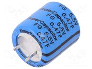 Supercapacitor; THT; 0.47F; 5.5VDC; -20÷80%; Body dim: Ø14.5x18mm KEMET