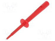 Measuring tip; 16A; red; Socket size: 4mm; Plating: nickel plated 