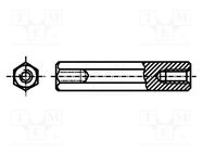 Screwed spacer sleeve; 8mm; Int.thread: M4; brass; nickel BOSSARD