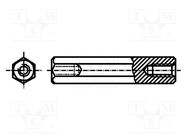 Screwed spacer sleeve; 41mm; Int.thread: M2; hexagonal; brass DREMEC