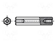 Screwed spacer sleeve; 25mm; Int.thread: M3; hexagonal; brass KEYSTONE