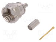 Connector: F; plug; male; straight; 75Ω; crimped; for cable; 3GHz TELEGÄRTNER