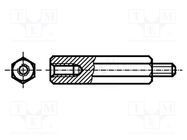 Spacer sleeve; 12mm; Int.thread: M2; Ext.thread: M2; hexagonal HARWIN