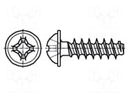 Screw; for plastic; 3x12; Head: button; Phillips; PH2; steel; zinc BOSSARD
