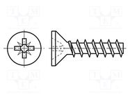 Screw; for plastic; 2.5x8; Head: countersunk; Pozidriv; PZ1; steel BOSSARD