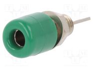 Connector: 4mm banana; socket; 32A; 33VAC; 70VDC; green; on panel SCHÜTZINGER